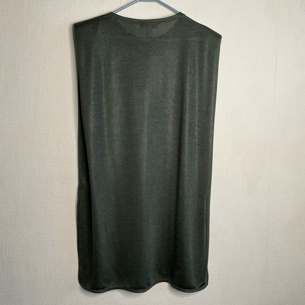 H By Halston Long Line Tunic Women’s L Sleeveless Shoulder Pads Slits Ribbed Top