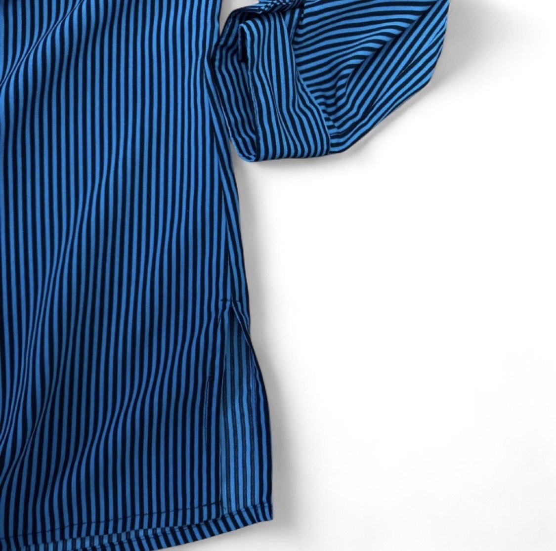 elementz Women’s Blue Black Striped Collared Button Front Long Sleeve Blouse M