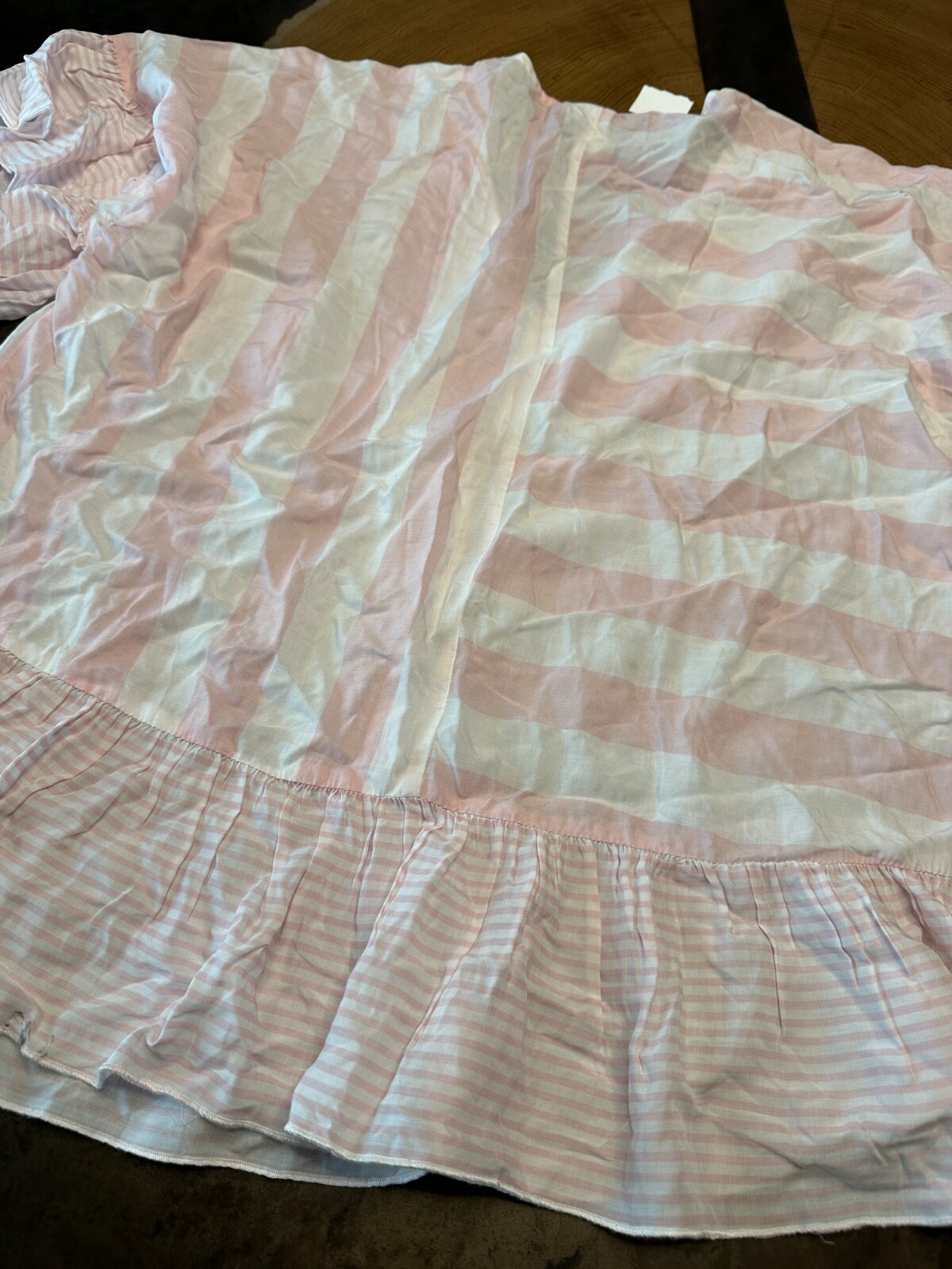 NWT VERSONA PINK WHITE STRIPE RUFFLE TUNIC WOMENS SZ L