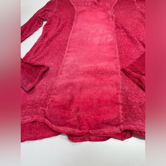 Johnny Was Pete & Greta 100% Linen Red long Sleeve Top Size Small Boho Lagenlook