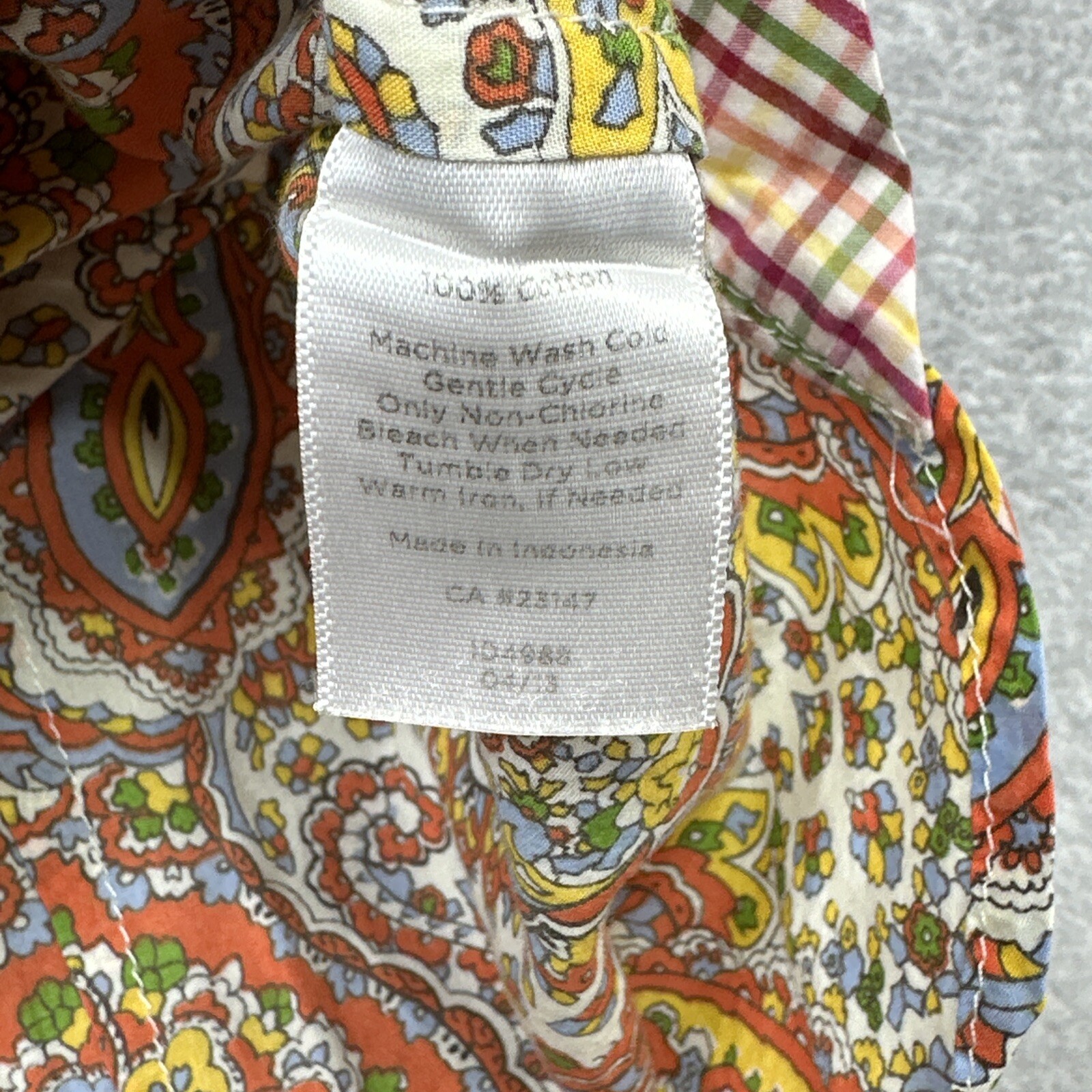 Talbots Top 10P Orange Paisley Roll Tab Flip Cuff Versatile Layer Everyday Wear