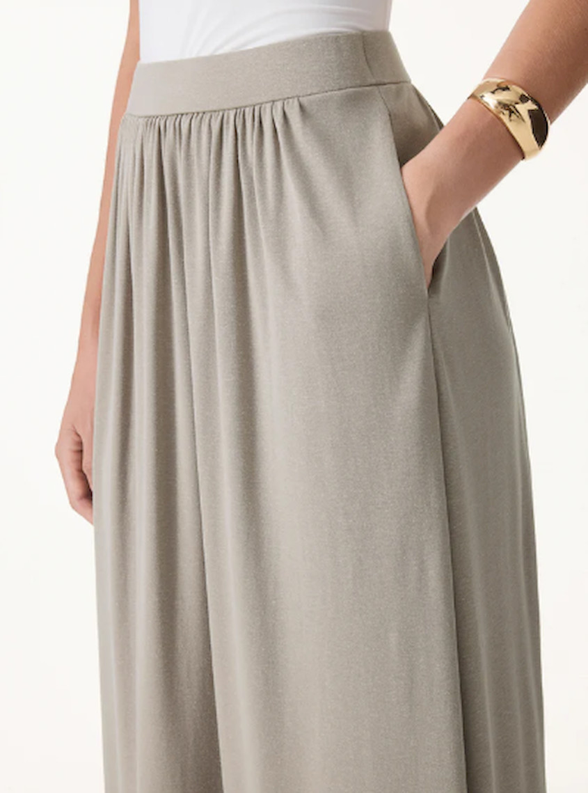 OGL 2Pcs Set Round Neck Top & A-Line Maxi Skirt
