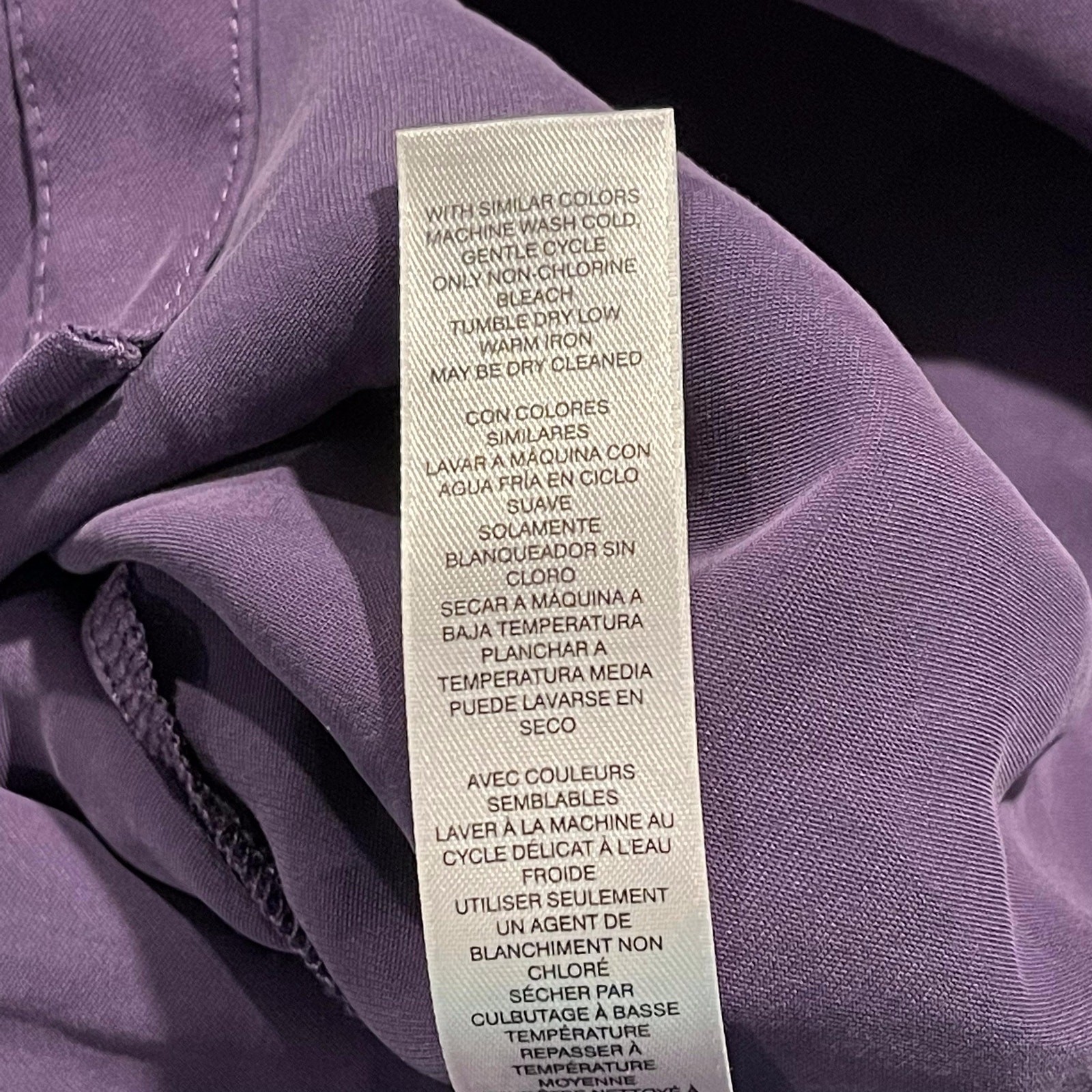 Chicos Tunic Top Frosted Twill Minimalist Classic Comfort Button Purple 0 Small