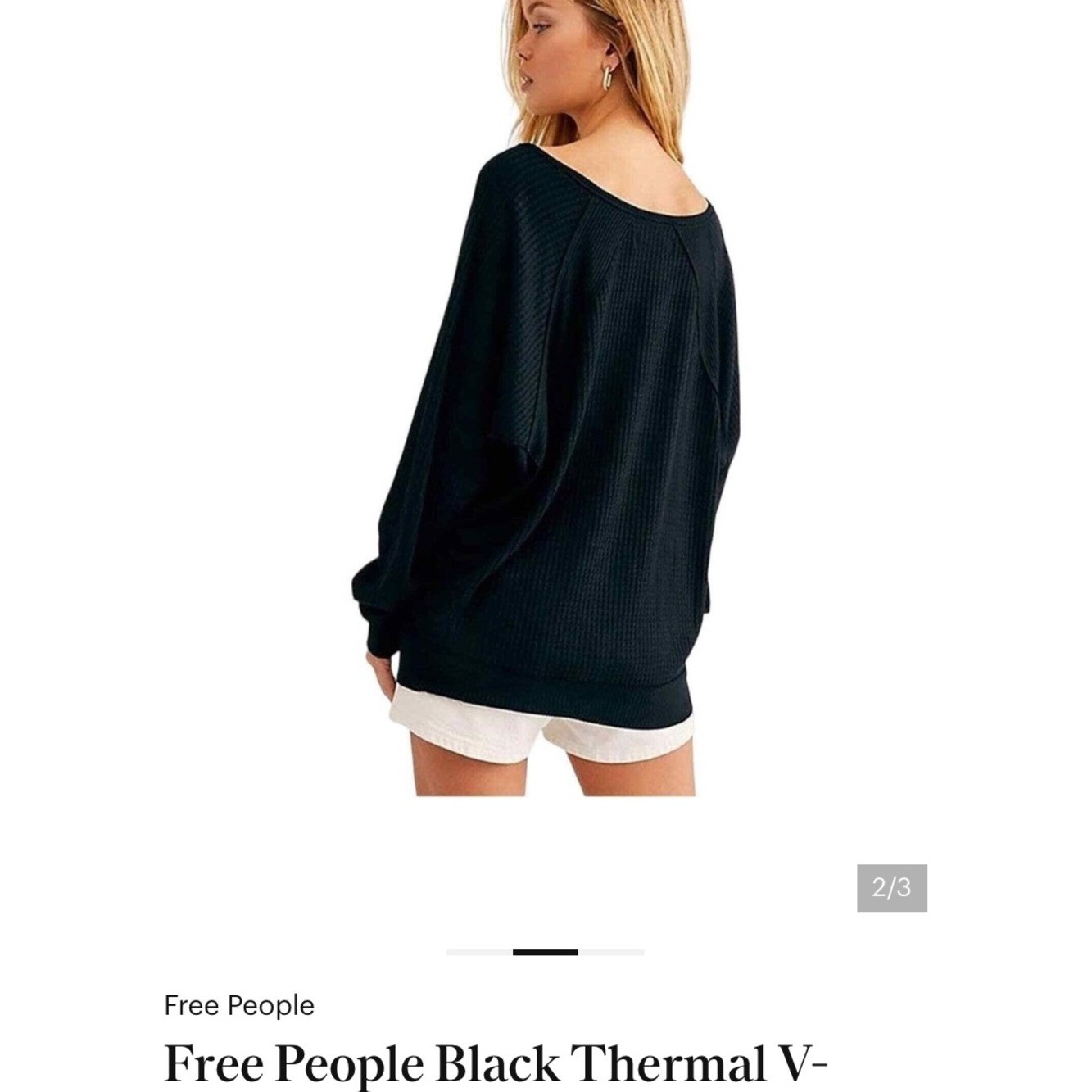 NWT Free People Black Thermal V-Neck Size Small