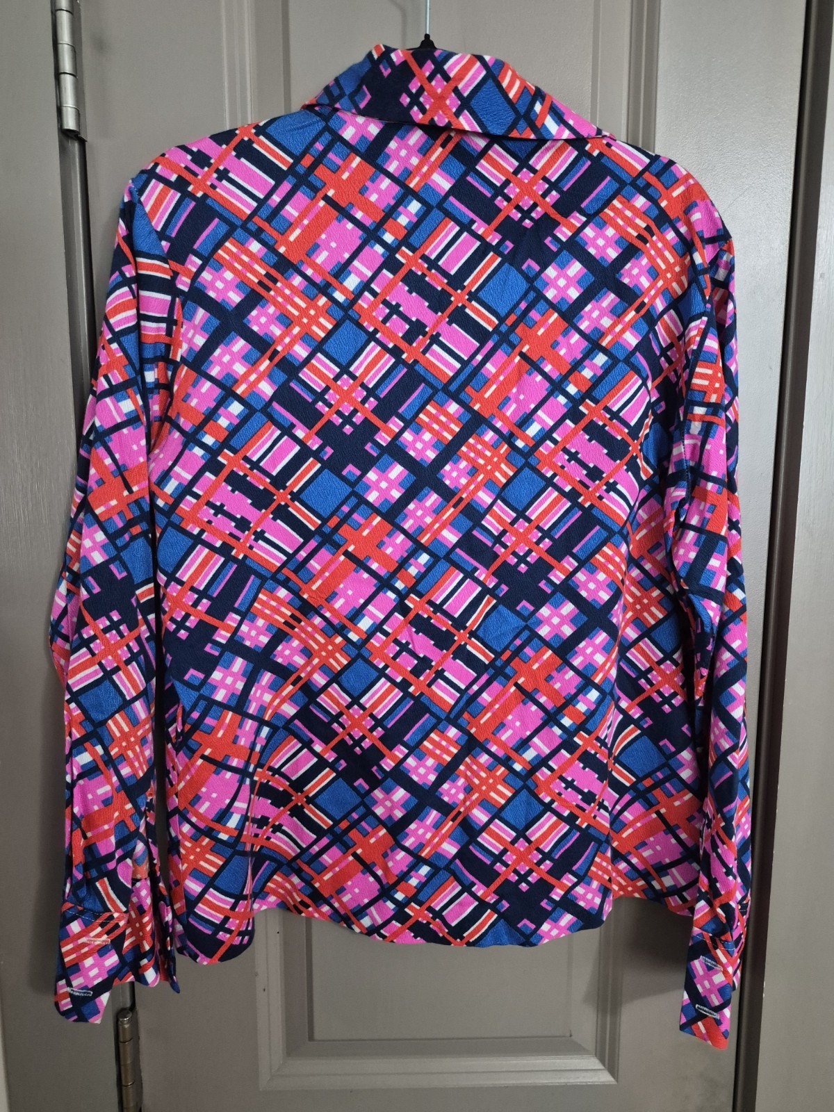 Vtg 70’s Mod Psychedelic Geometric Button Up Shirt Acrylic MEDIUM