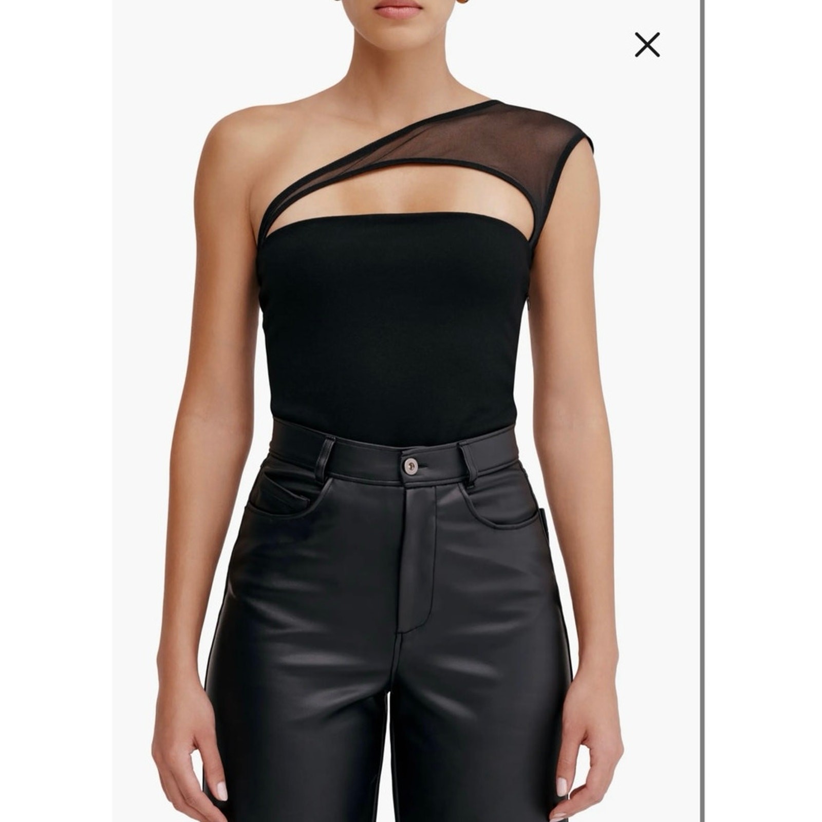 NWOT Marcella Parker One-Shoulder Top in Black SZ S