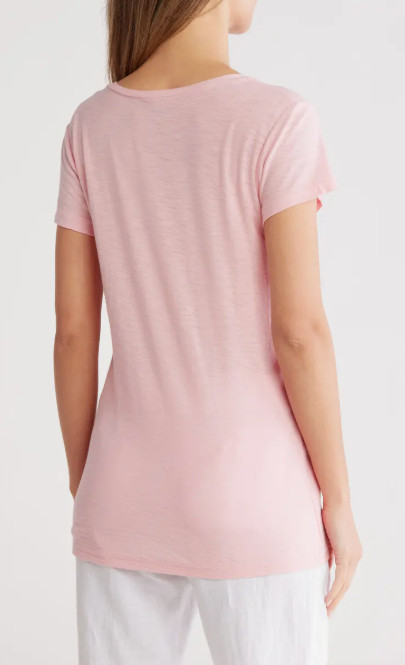 James Perse Deep V-Neck T-Shirt Peony Size 0(XS),1(S),2(M),3(L),4(XL) NWT $105