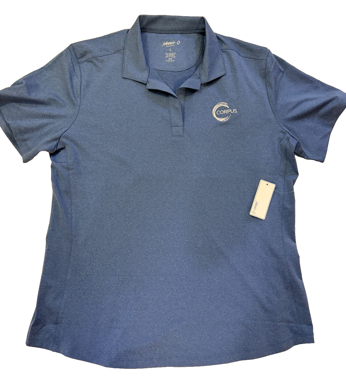 NEW JOHNNIE-O WOMEN’S LAKE BLUE SADIE PERFORMANCE JERSEY POLO SHIRT SZ L UPF 50