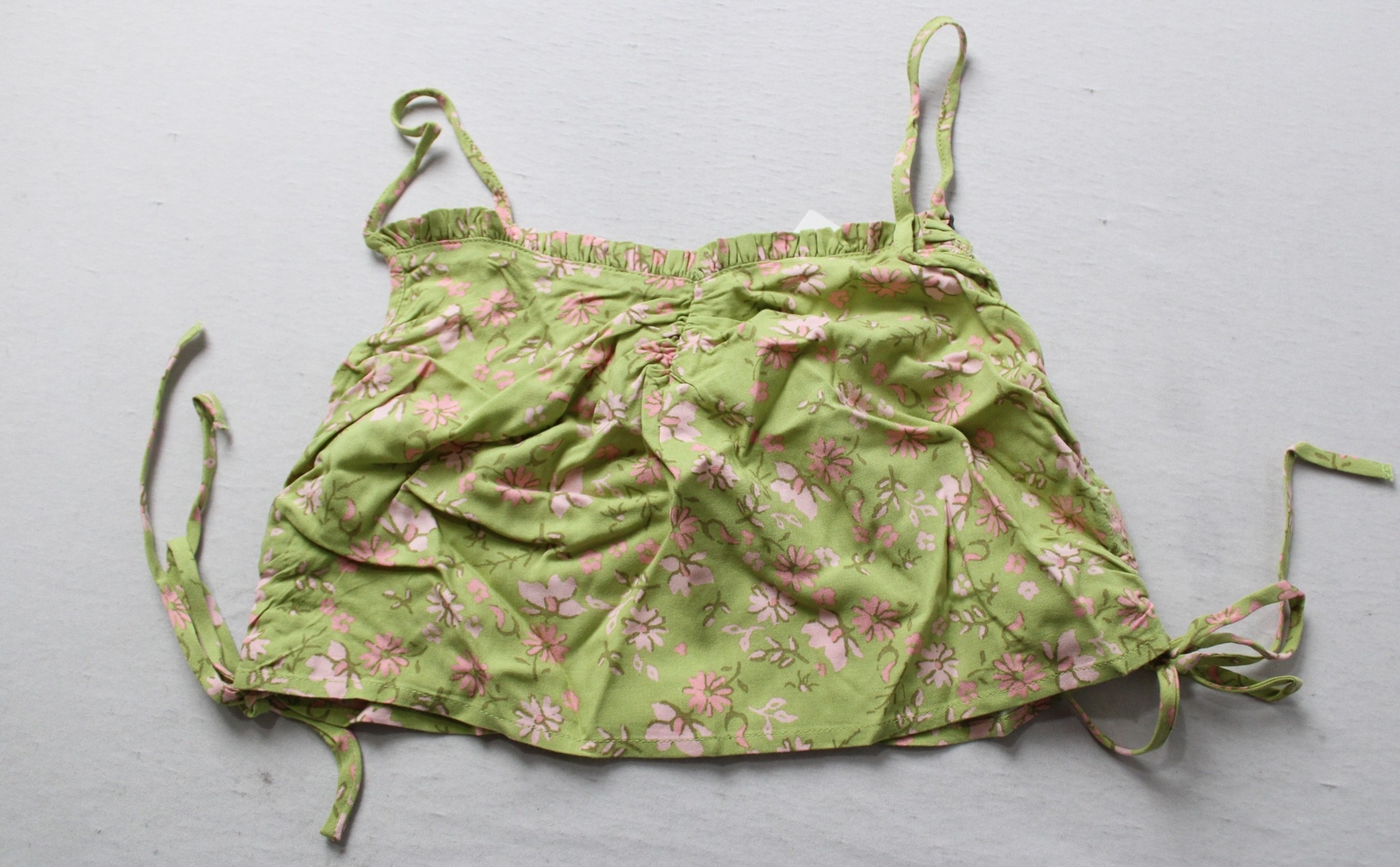 Abound Women’s Side Cinch Crop Tank Top AC2 Green Devon Floral Size XS NWT