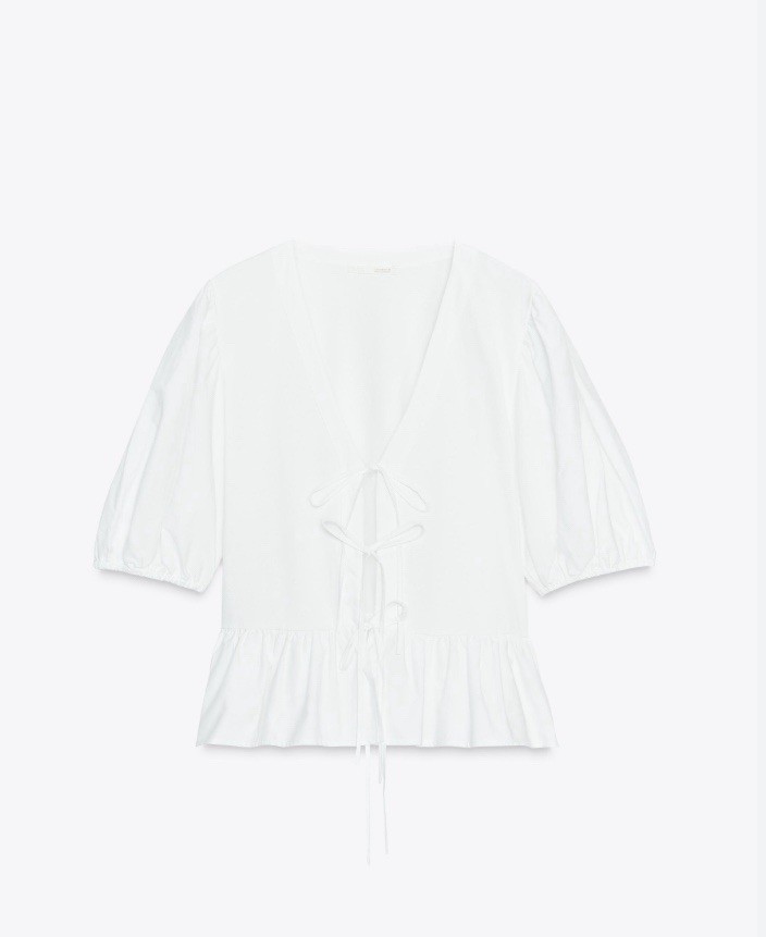 ZARA RIBBON TRIM TOP WHITE | 0858/453/250