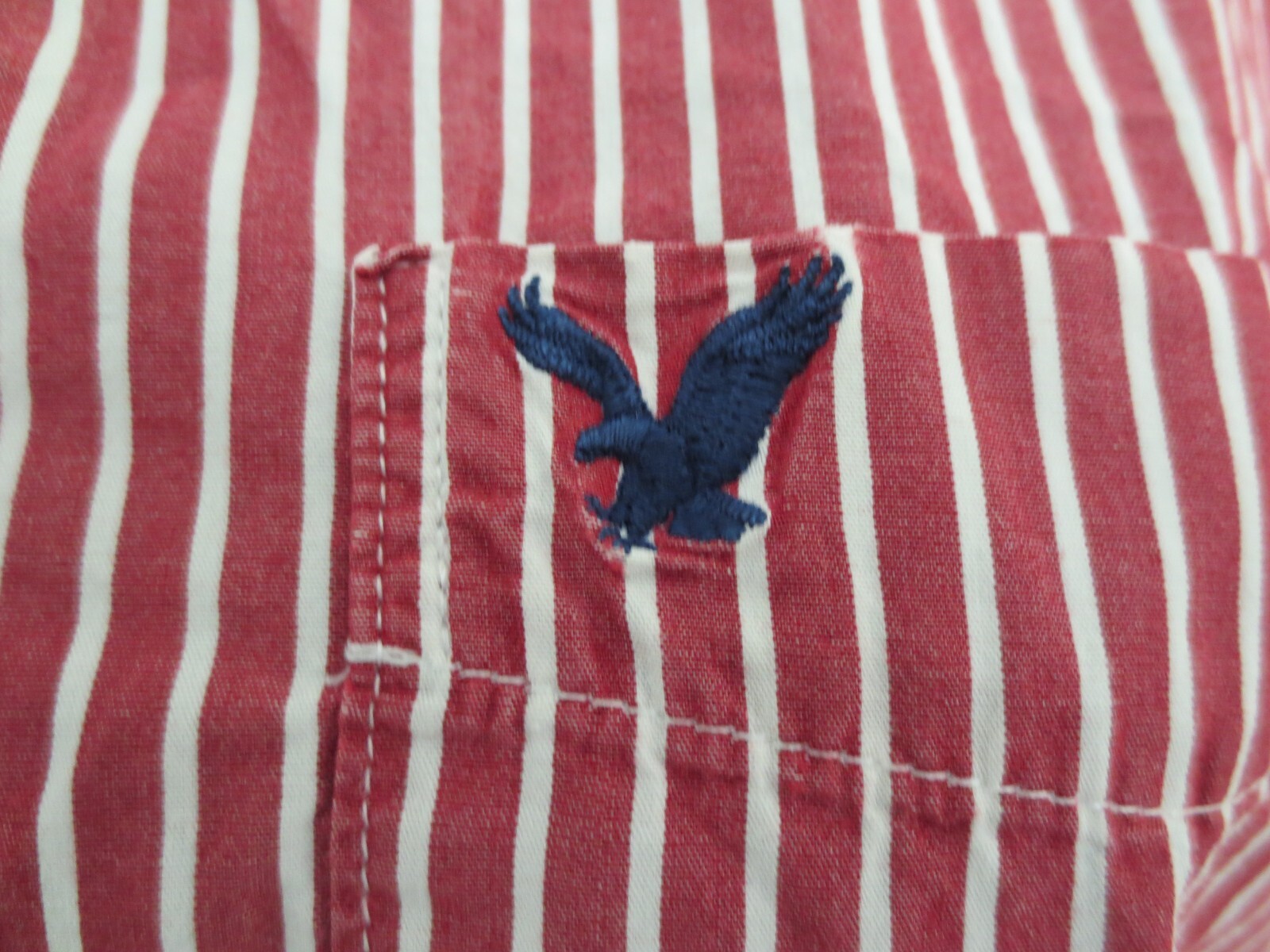 AEO American Eagle Womens Button Classic Fit Maroon Striped Top Shirt Blouse – M