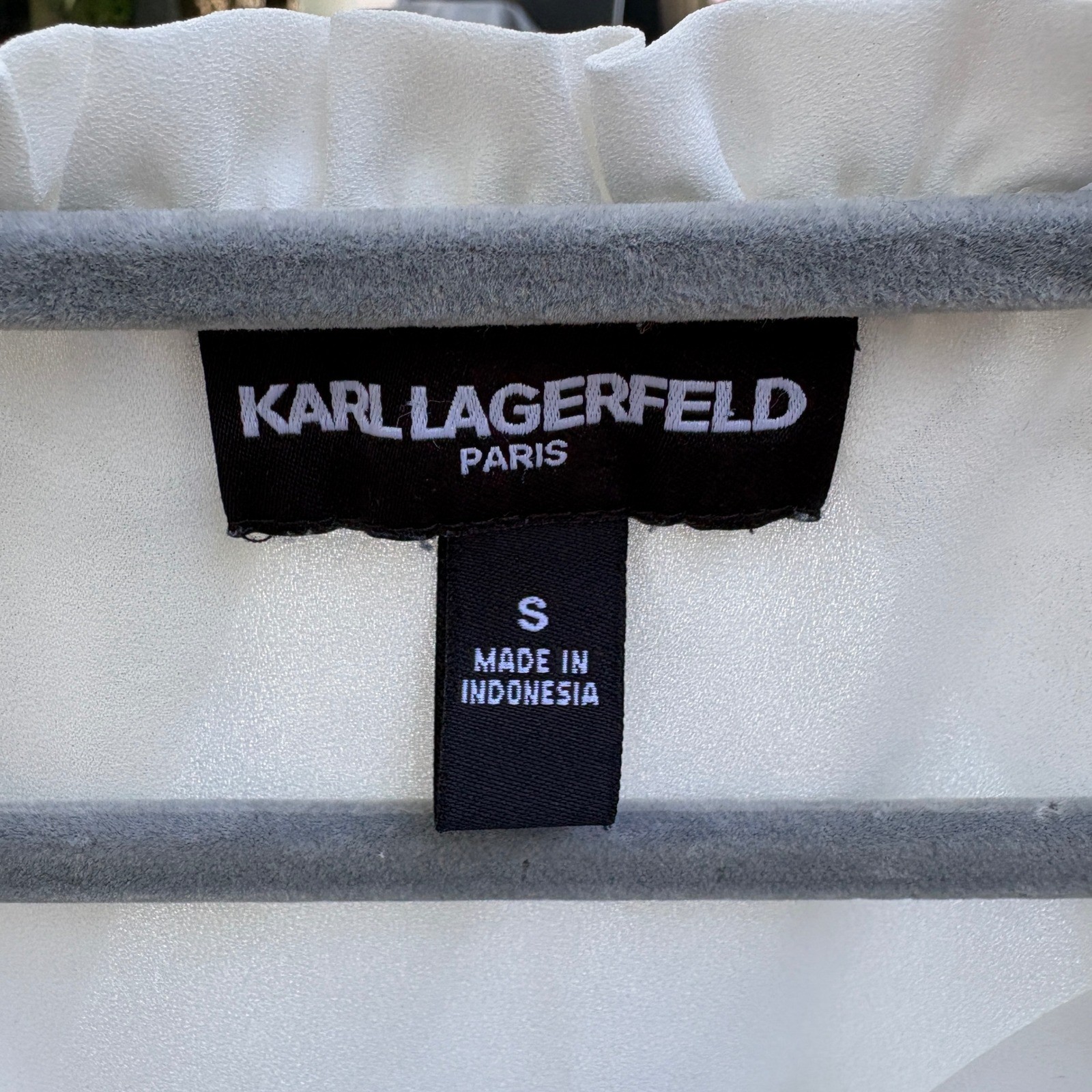 Karl Lagerfeld Womens Small Blouse White Ruffle Victorian Renaissance Prairie