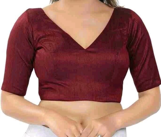 Designer Banarsi silk V Neck Back open party wear /House wear Saree Blouse