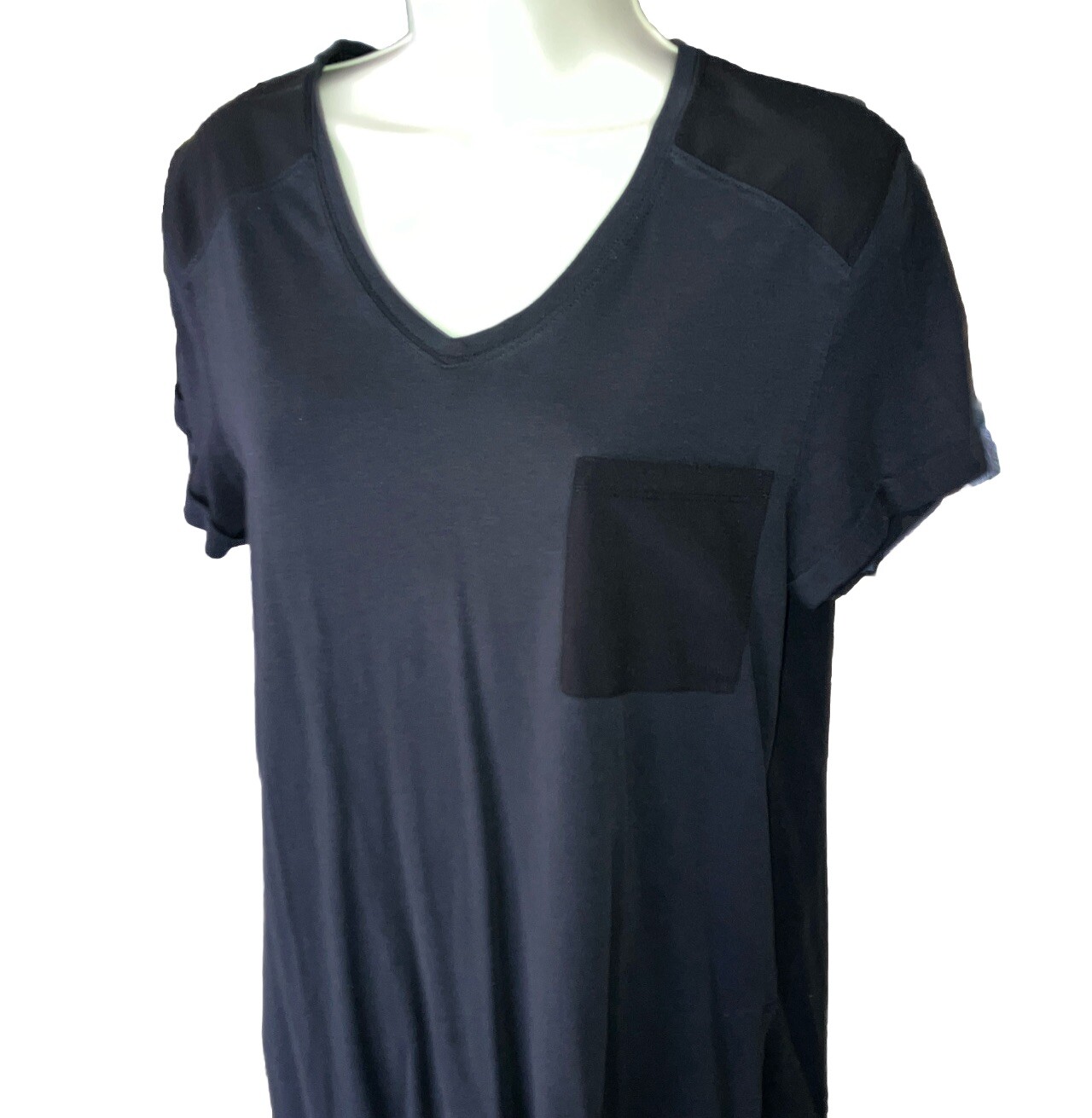 WARRIOR by Danica Patrick Mesh Shoulder Athleisure Boyfriend Pocket Tee Black M