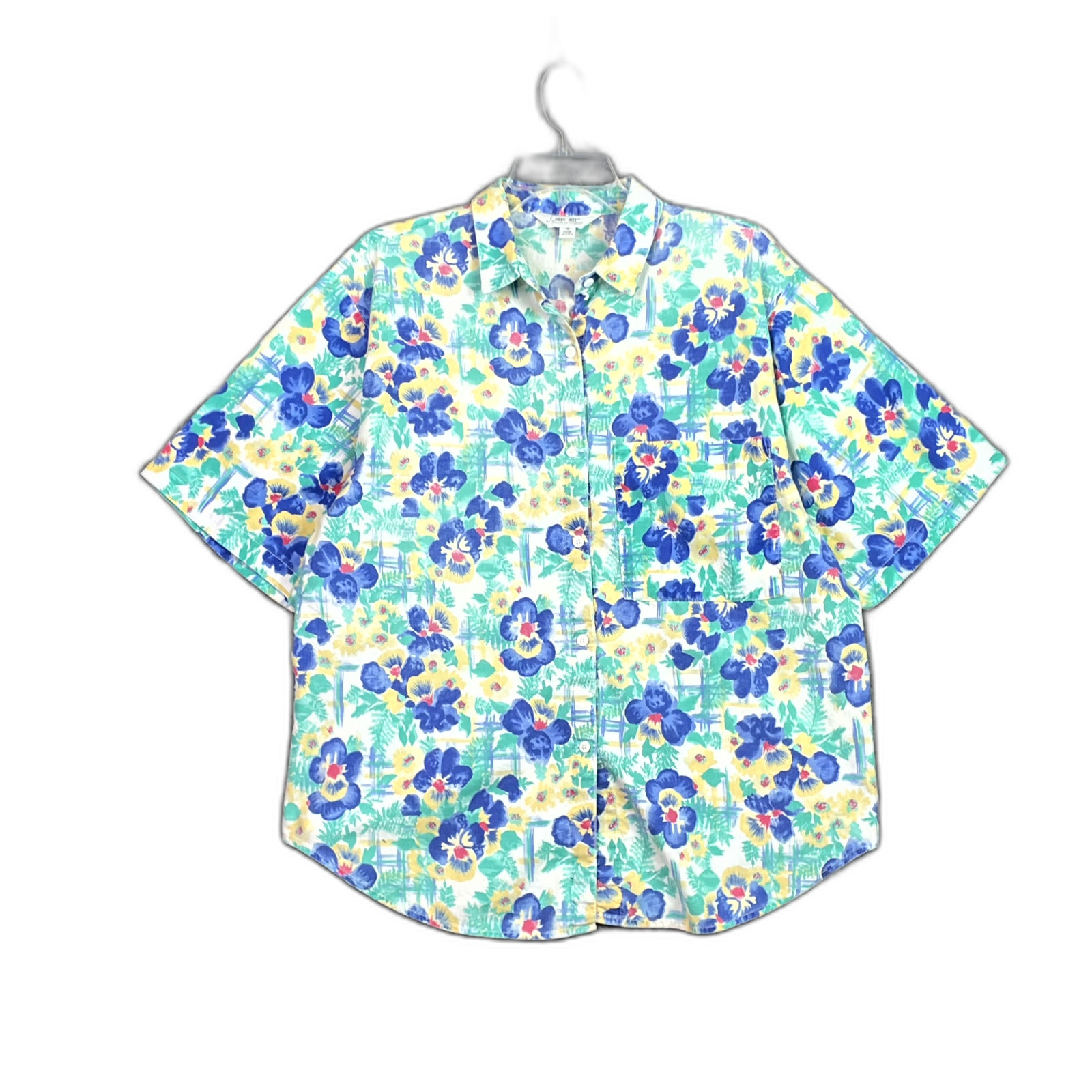 Vintage 90s Cherokee Hawaiian Shirt Womens 18 Floral Button Up Beach Made In USA