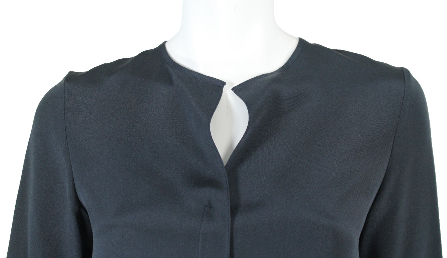 PETER COHEN Majolica Blue Silk Faille Half Sleeve Placket-Front Blouse S