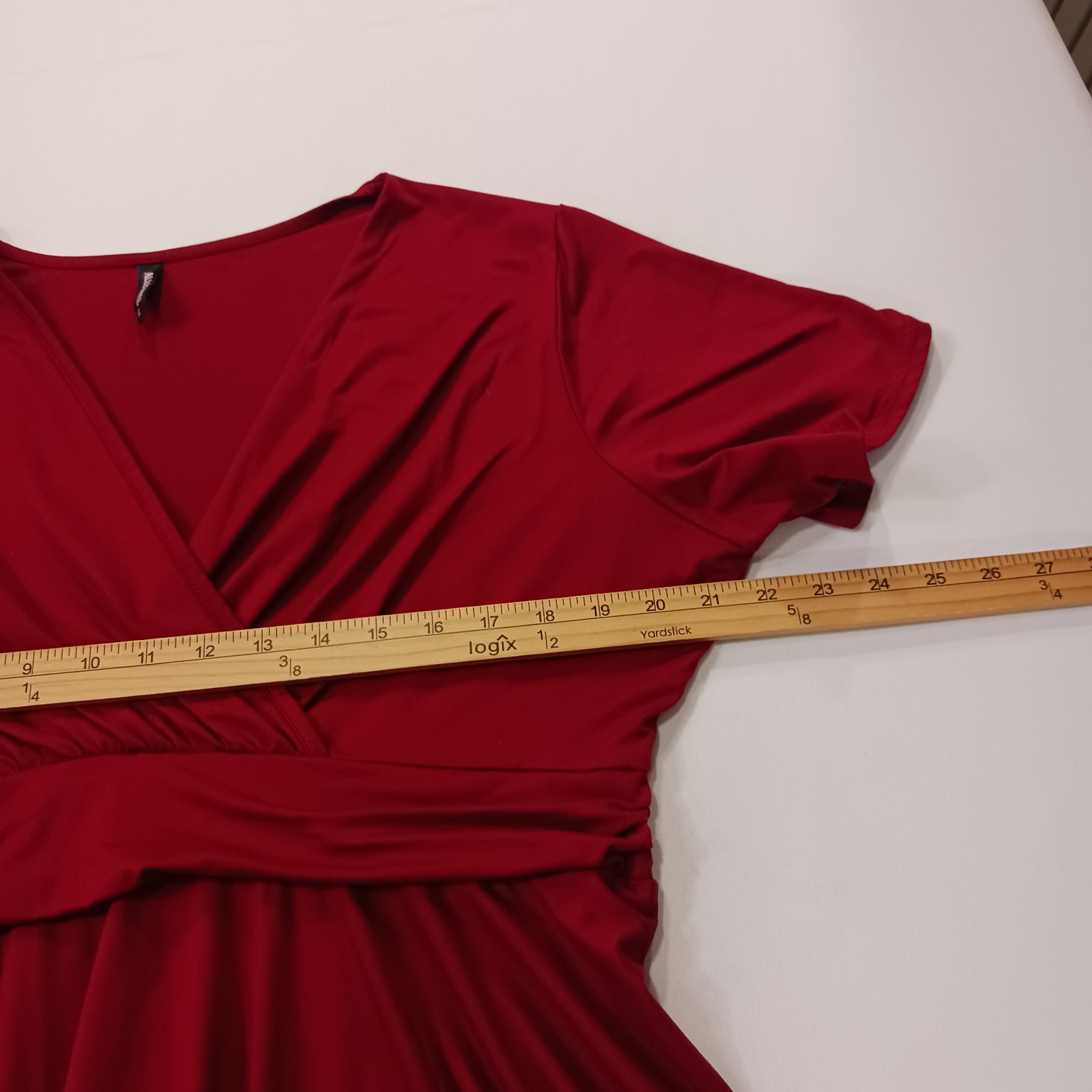 Allegrace Women’s Red Stretch Short Sleeve Casual Top Blouse Size 1X