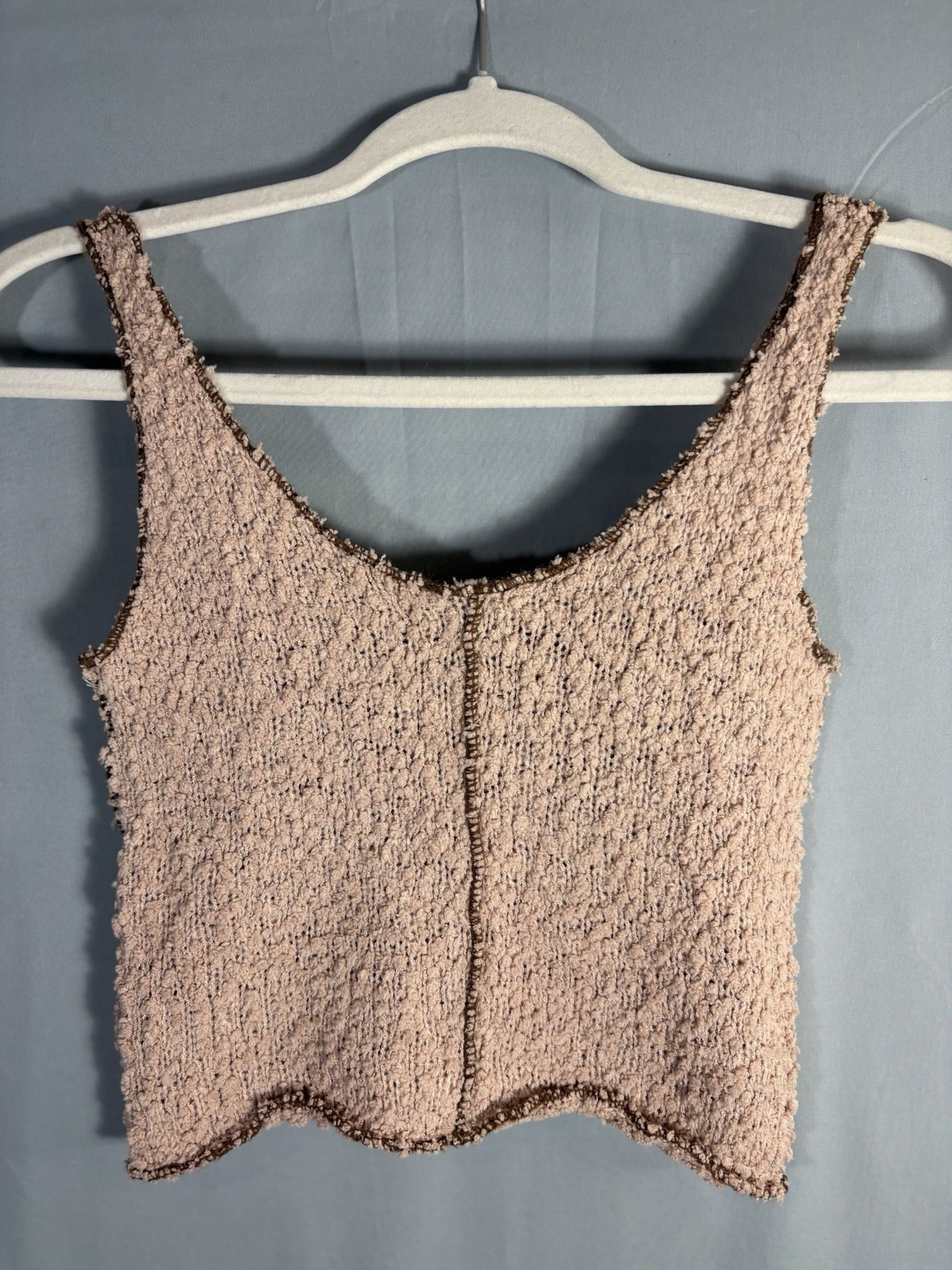 Papermoon Light Brown Cozy Knit Tanktop sz S Textured Cropped Camisole Indie