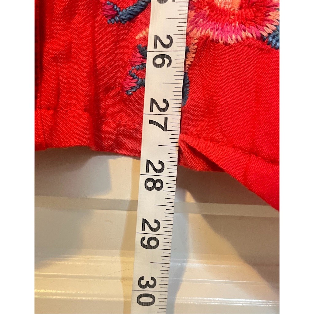 Boho Western Floral Patchwork Shirt S Red Embroidered Animal Print Festival