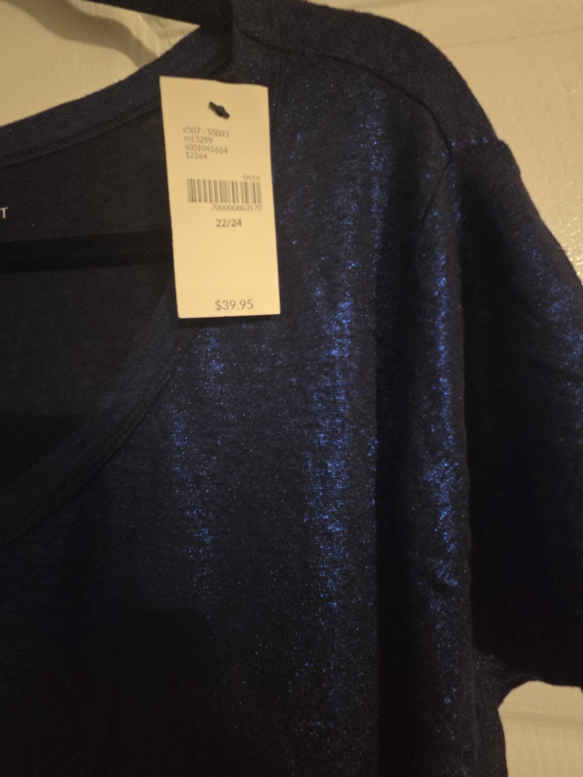 Lane Bryant Blue Sparkly Short Sleeve Top 22/24 NWT