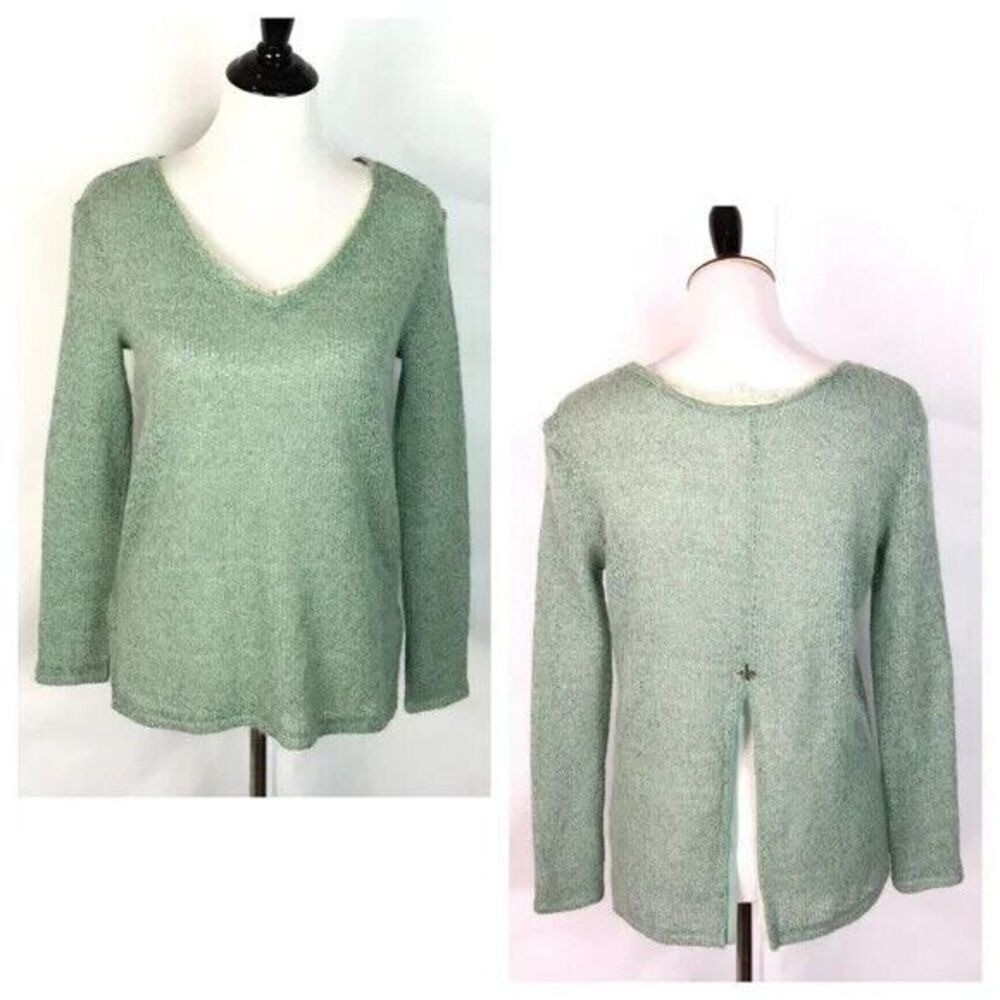 Others Follow Open Knit Top Size S Green Fuzzy Floral Lace Fairy Balletcore