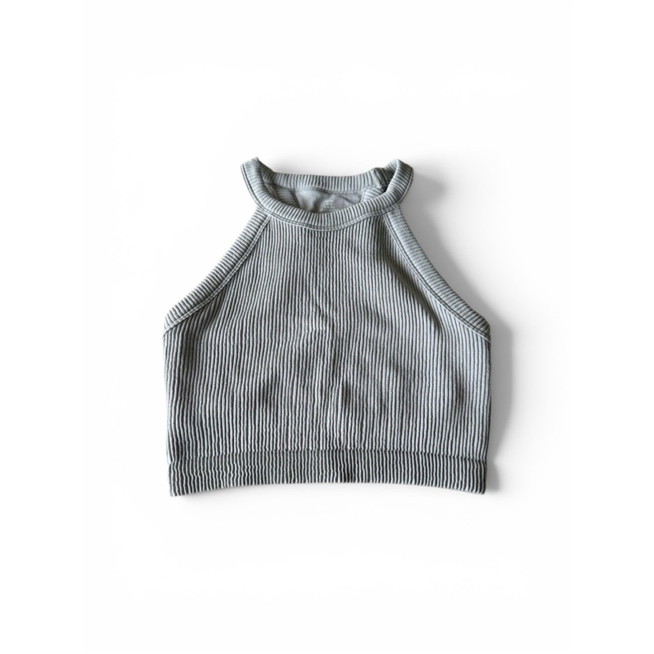 aerie Ribbed High-Neck Crop Tank – Light Gray