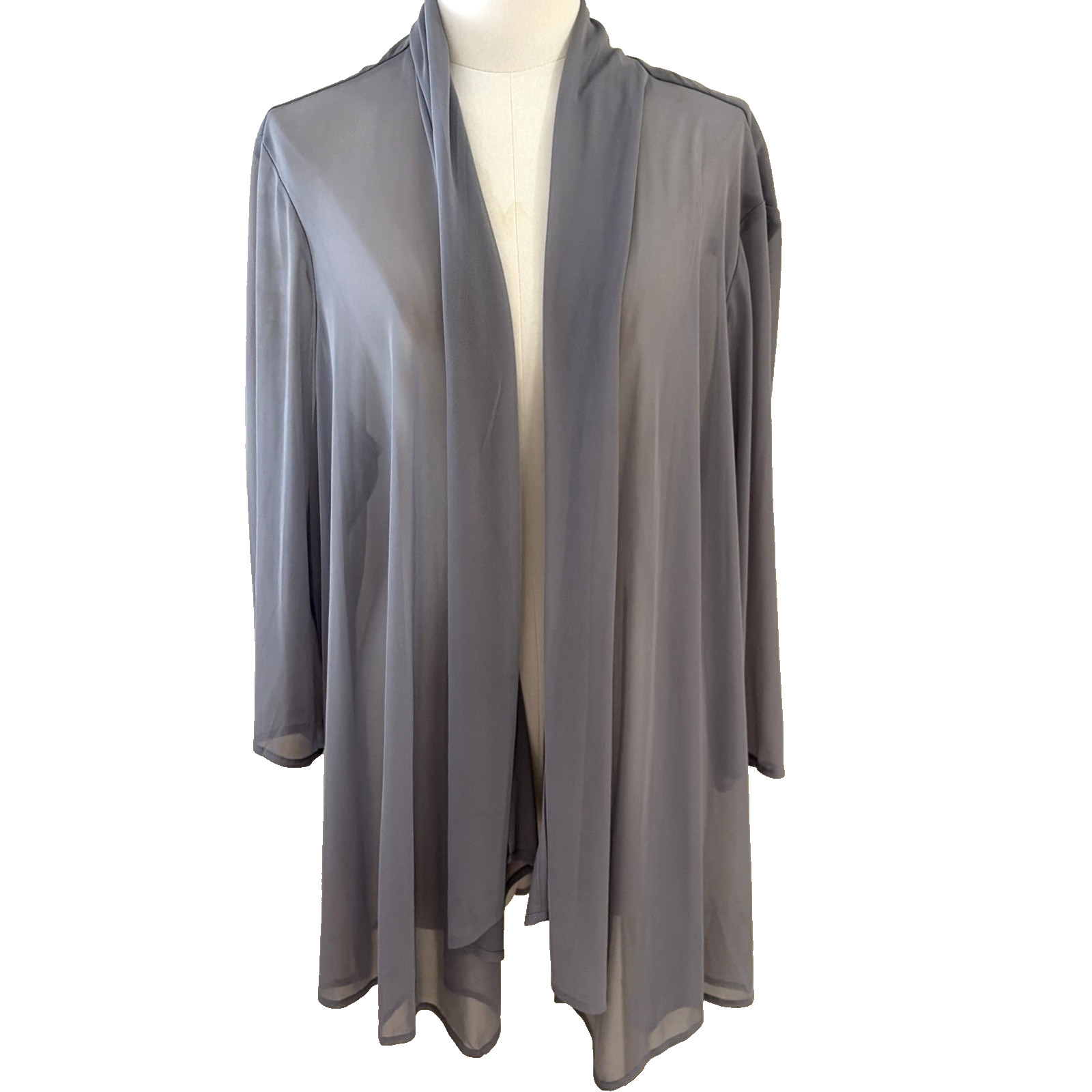 Catherines Sheer Open Front Cardigan Topper Size 22W Gray Elegant Whimsigoth