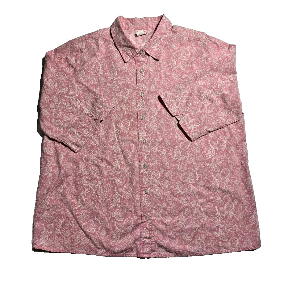 Vintage American Sweetheart Pink Paisley womens button-up shirt XL Spring Summer