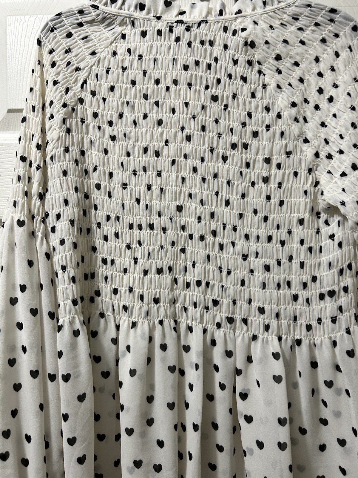 Ladies Rose & Olive Sheer Tunic Large Poka Dot Blouse