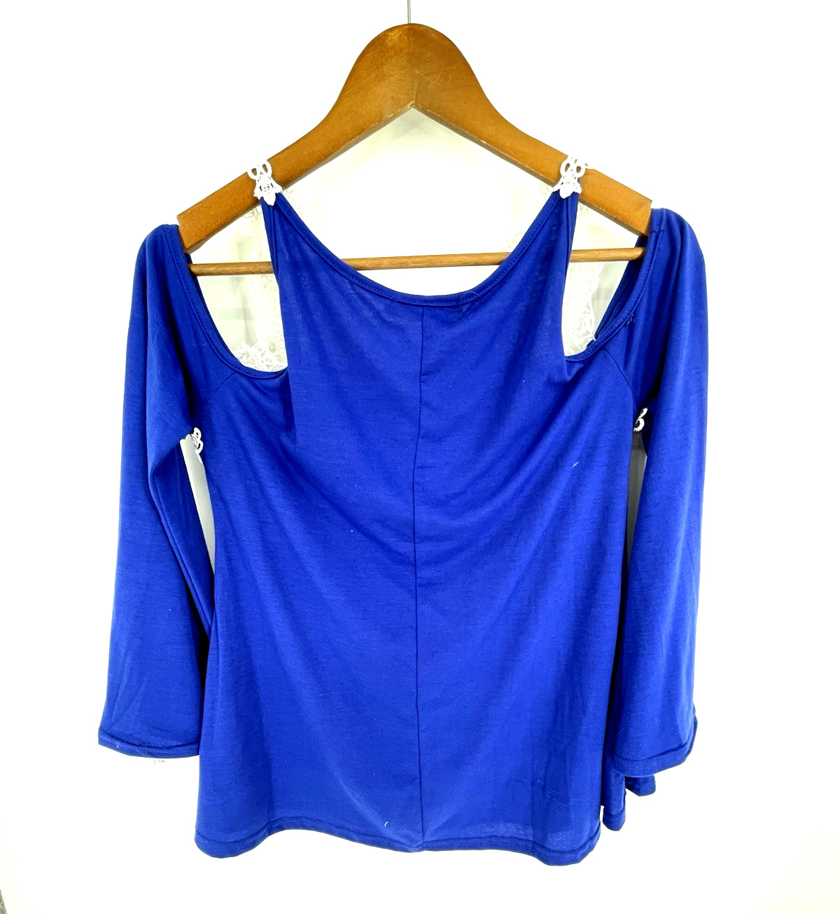 Dicloud Womens Large Cold Shoulder Lace Cut Out Top Blue Fairy Cocktail
