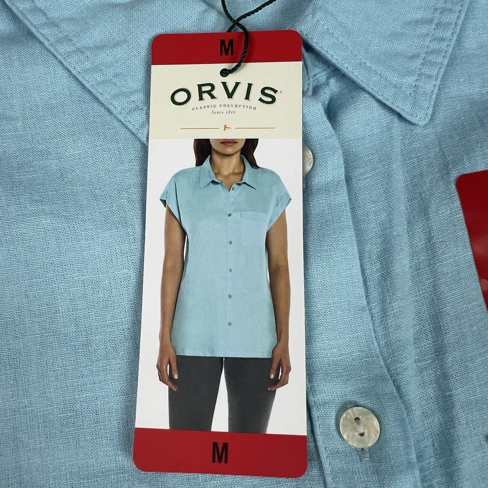 Orvis Linen Rayon Shirt Womens M Short Sleeve Button Up Collared Outdoor NWT