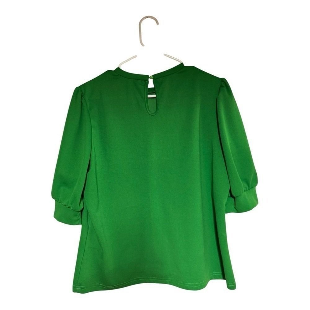 SHEIN Green Puff Sleeve Blouse