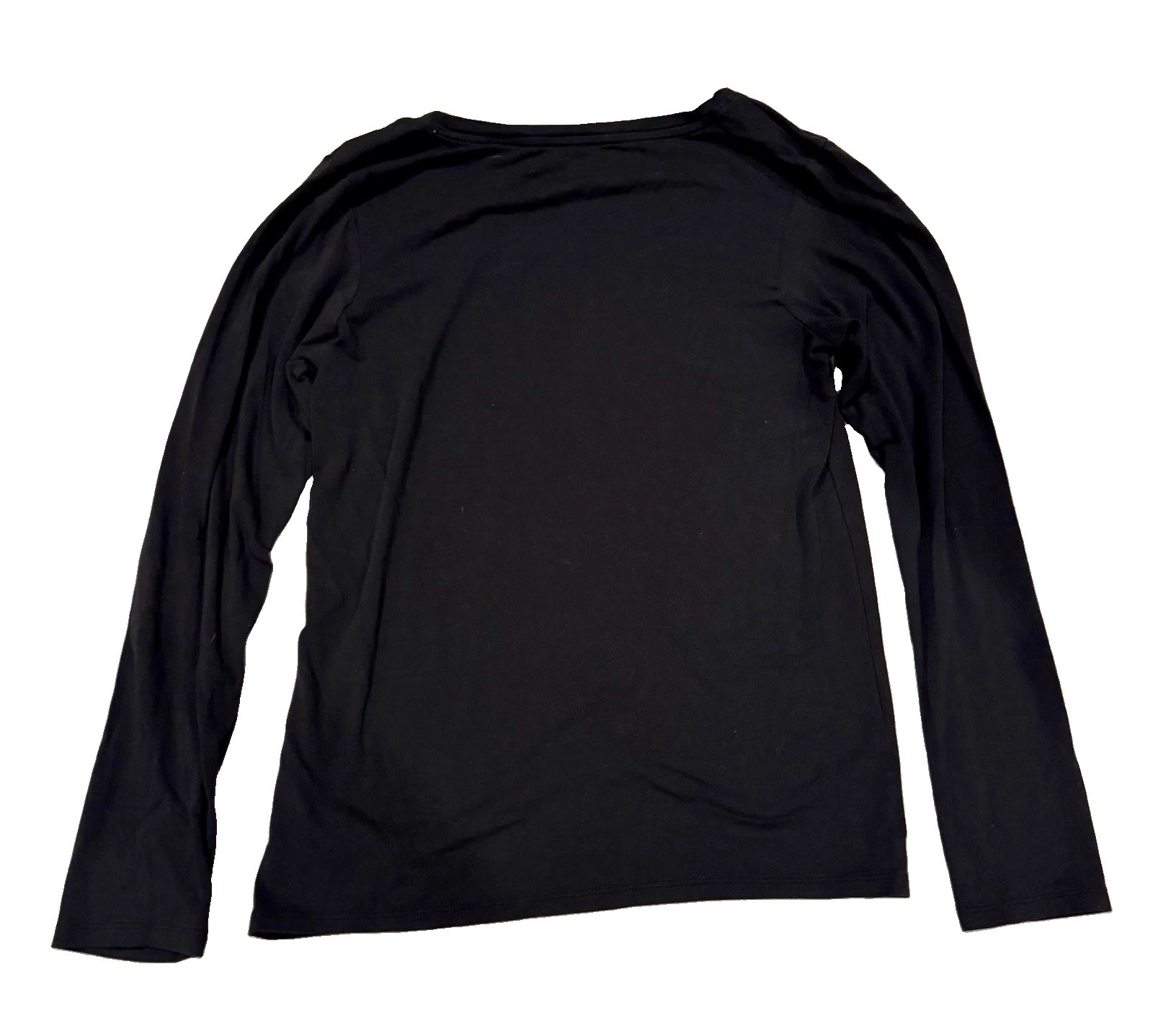 Lucky Brand Womens Large Black Long Sleeve Scoop Neck Stretch Modal Tee Top