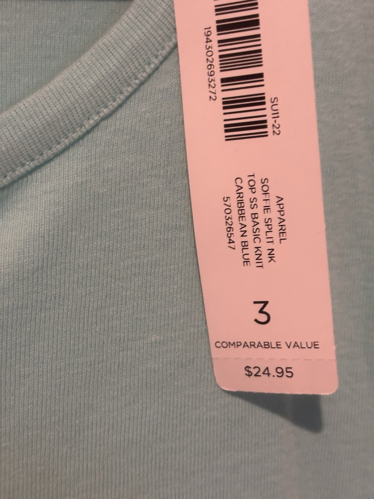 NWT Chico’s Shirt Women’s XL Caribbean Blue Short Sleeve Top Light Wash