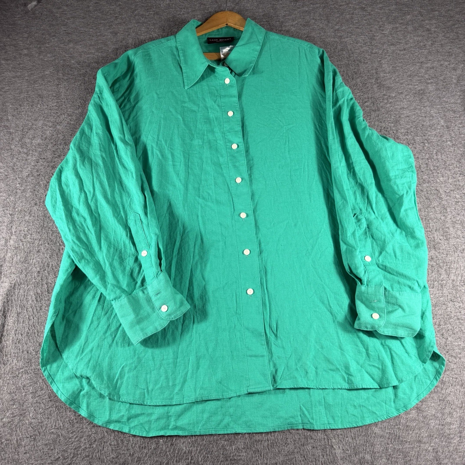 NEW Lane Bryant Button Up Tunic Shirt Size 18/20 Kelly Green Linen Blend Beach