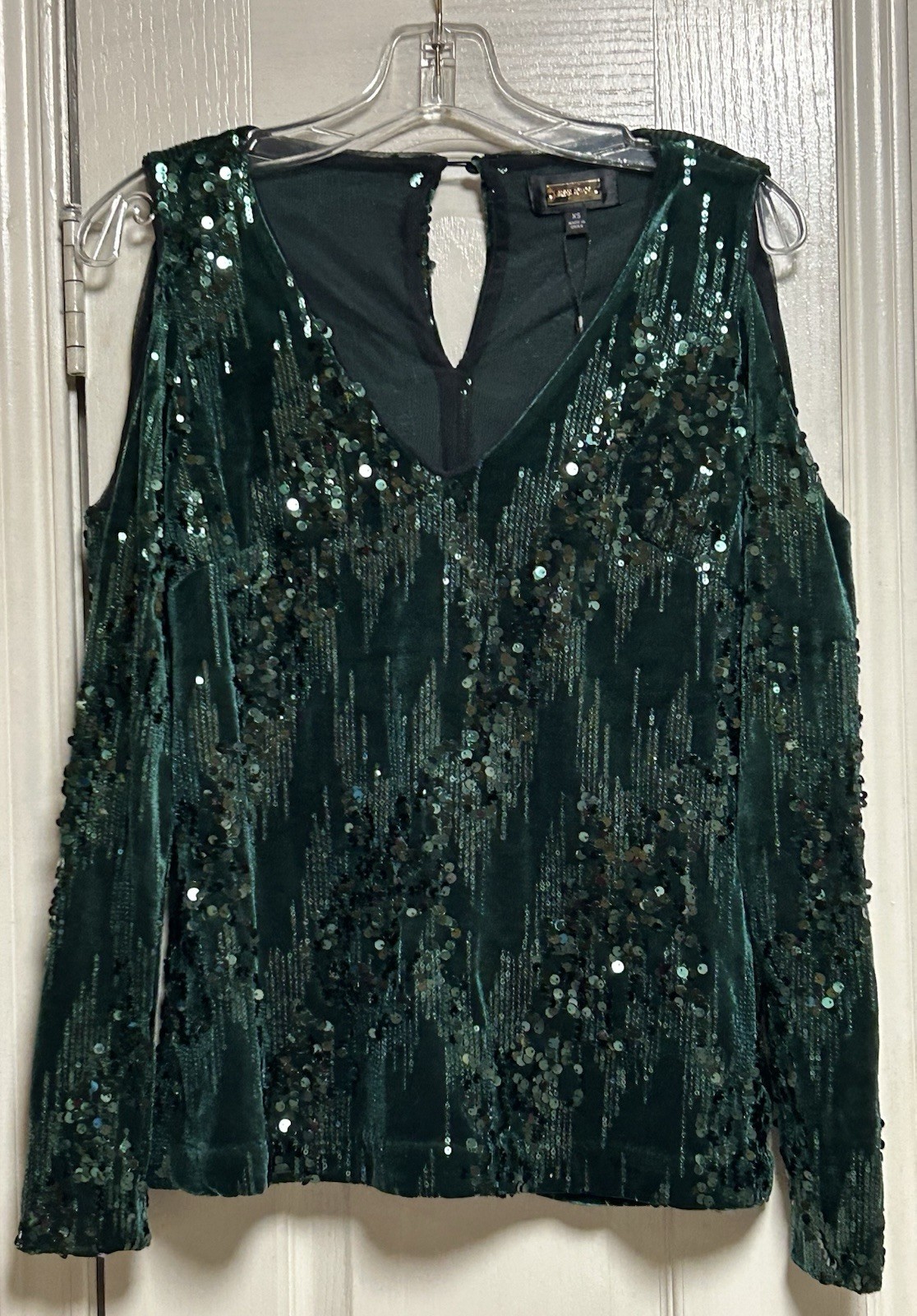 Gorgeous Jewel Tone Green Velvet & Sequined ALEXIA ADMOR xs Top BNWT