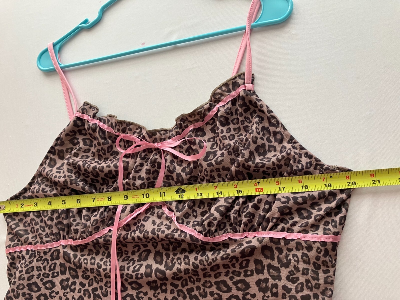 Romwe Leopard Print Cami Top 3XL Plus Size Pink Trim Mesh Lingerie Tank