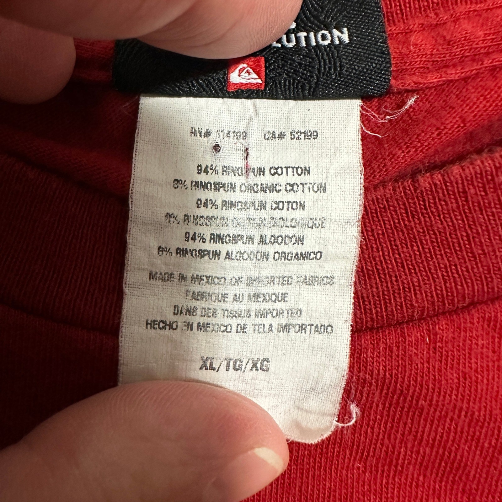 Quiksilver Womens XL Red Logo Graphic Tee Y2K Surf Skate Streetwear