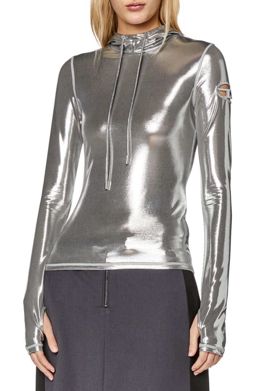 Rare Diesel Metallic Hoodie With Shiny Foil Coating size L NWOT