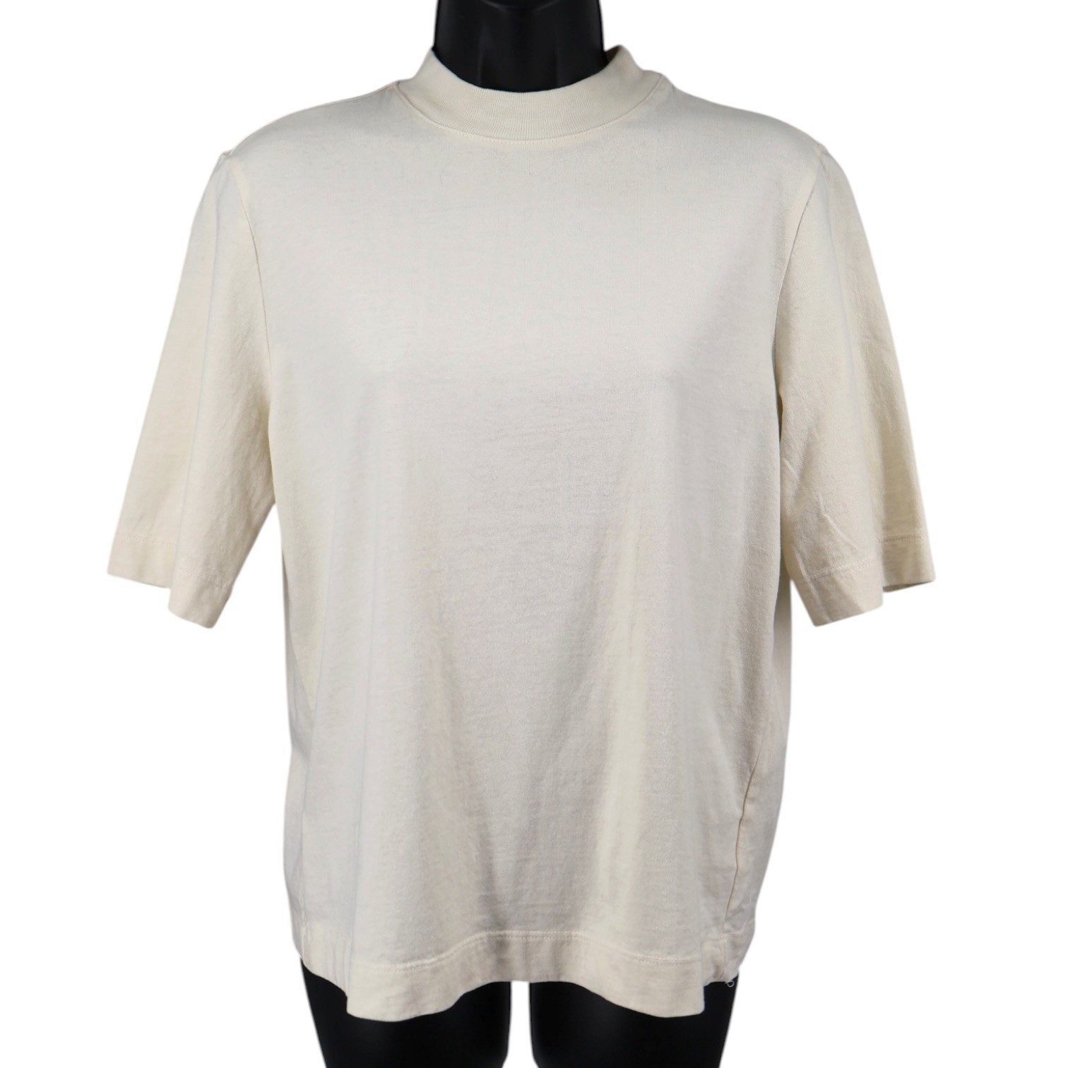 AG Adriano Goldschmied Mock Neck Short Sleeve Sweatshirt Cream Cotton S NWOT