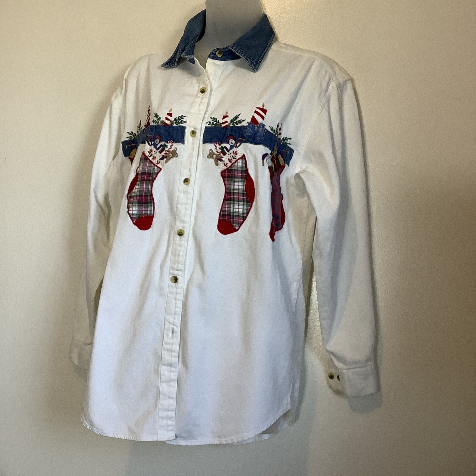 Vintage Tantrums Denim Button Up Shirt Christmas Stocking Stuffer Medium