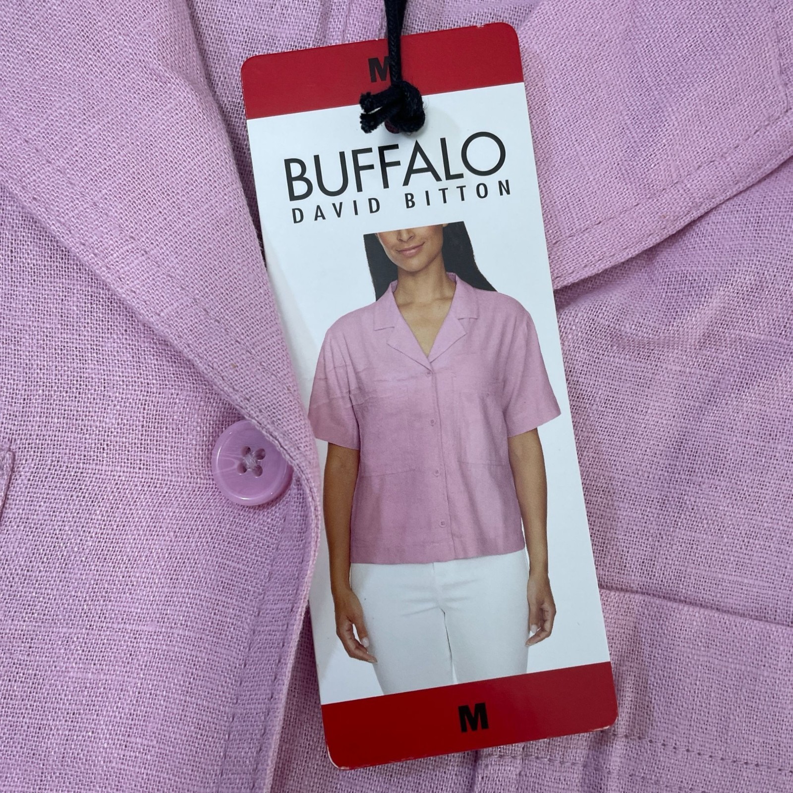 NWT Buffalo David Bitton Women’s M Linen Blend Short Sleeve Utility Pink C0718