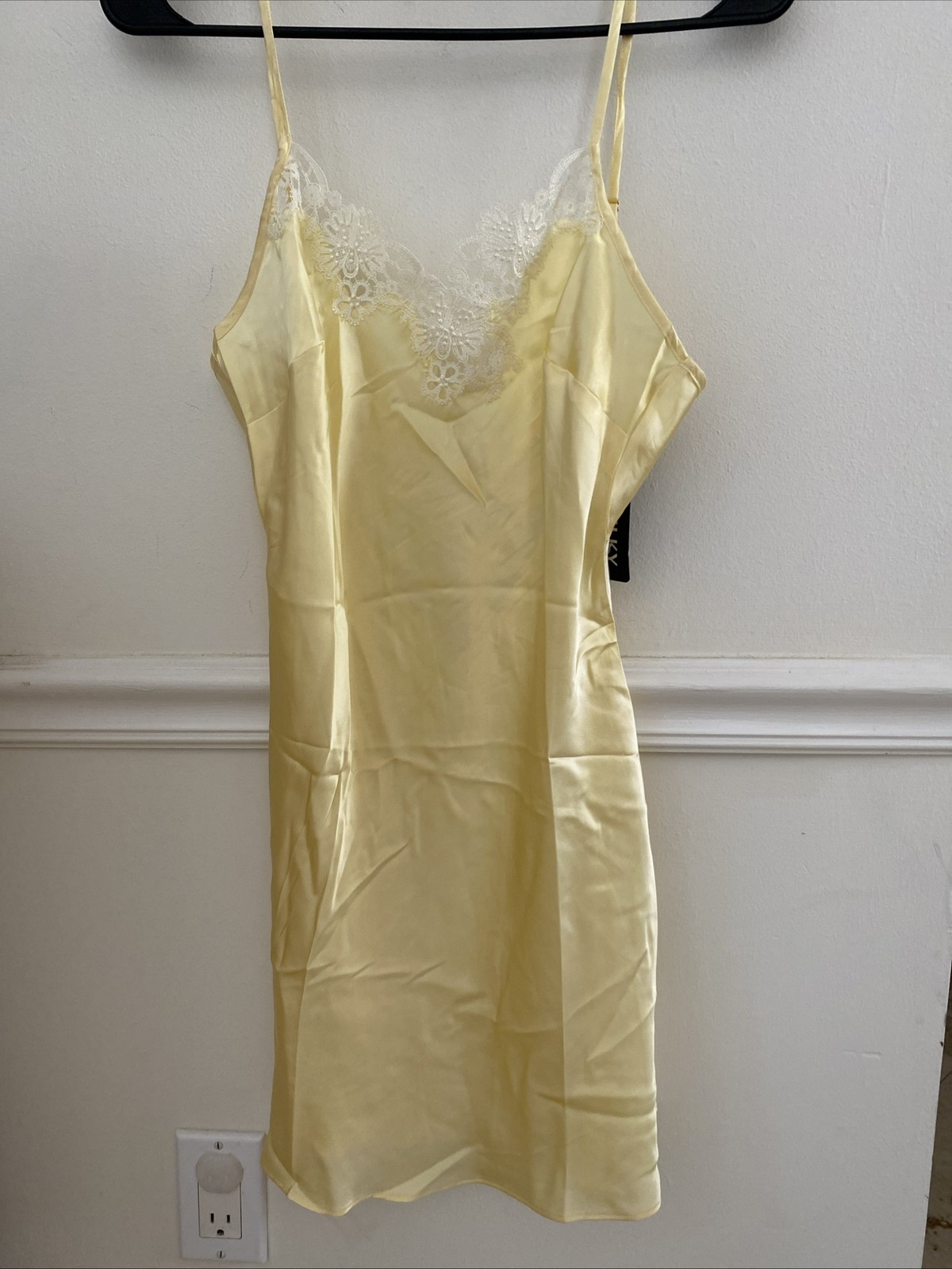100% 19MM Mulberry Yellow Silk Mini Dress/Camisole Casual Tank Top SZ S New