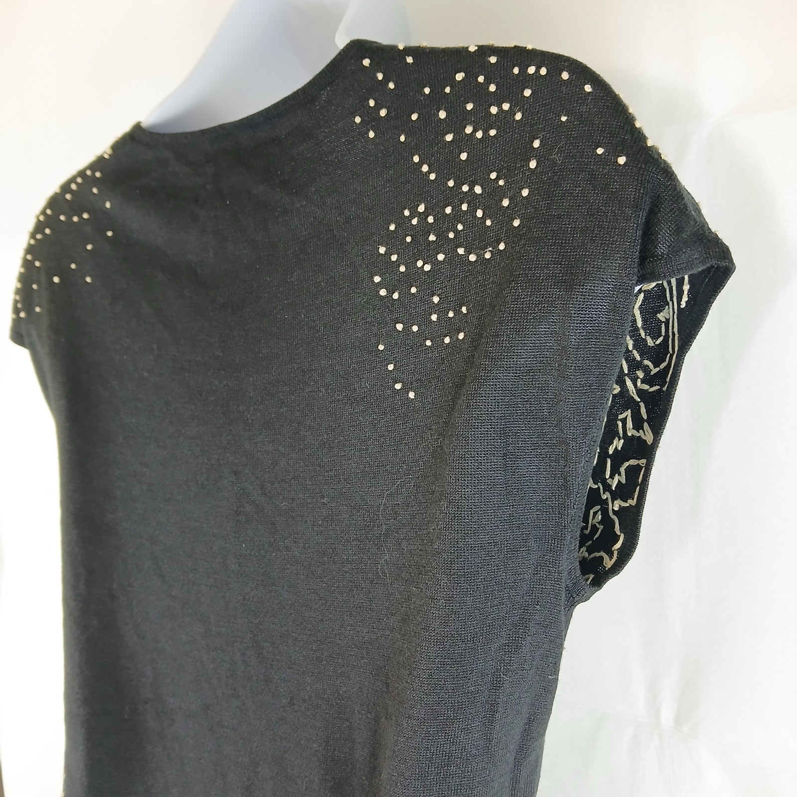 Banana Republic 80% Silk Blend Studded Blouse Size M Black Glam Luxe Minimalist