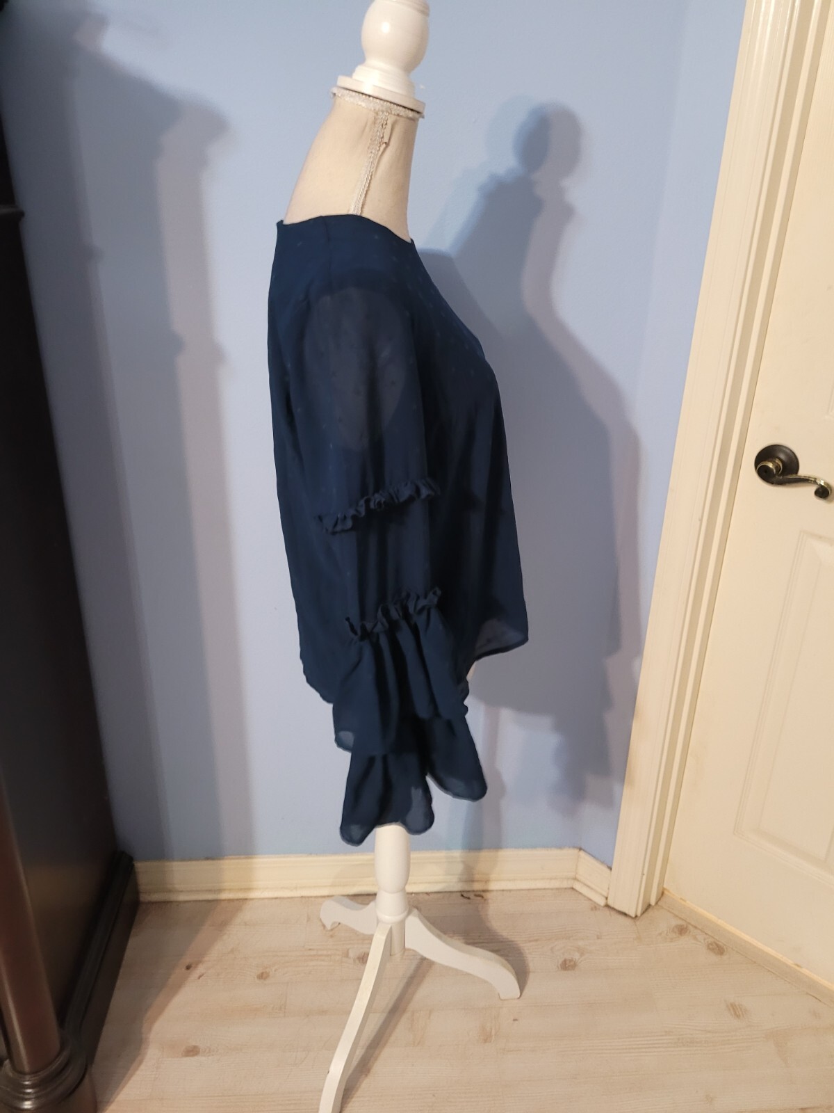 Free Generation Large Blouse Womens Blue Long Sleeve Star Pattern