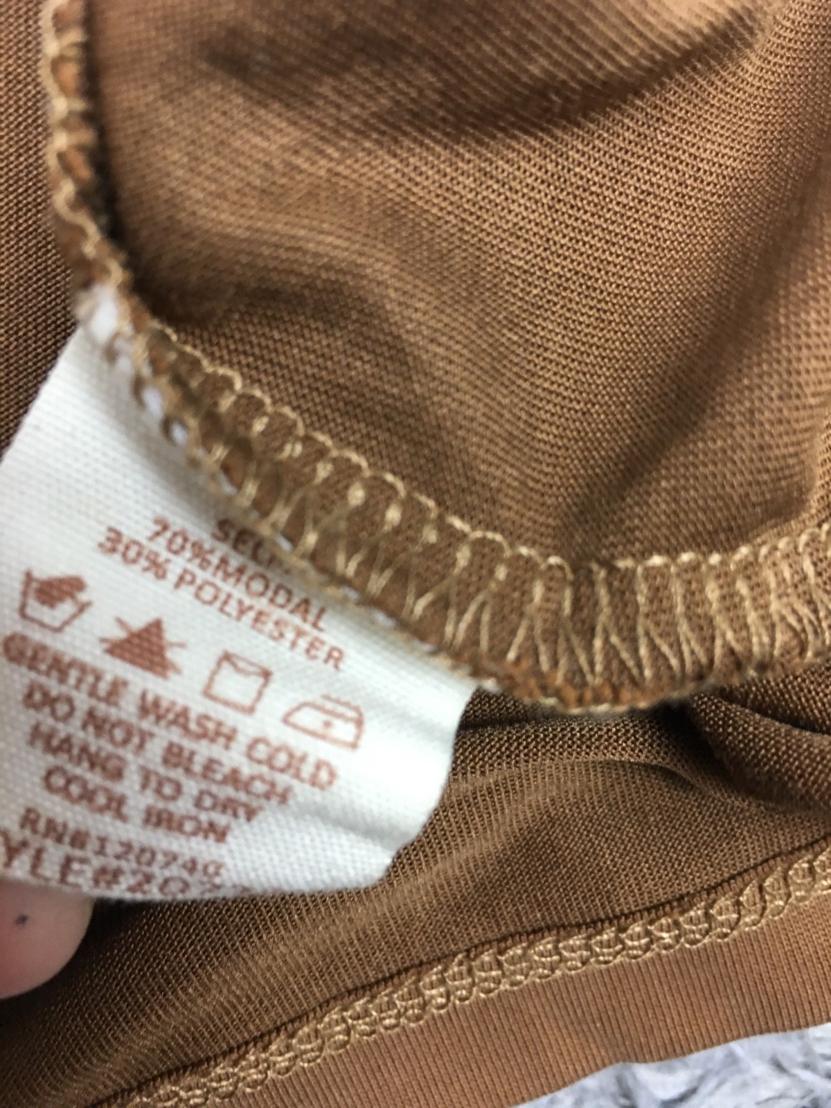 Mystree Mock Neck Shirt Womens Size Large Brown Soft Stretch Modal