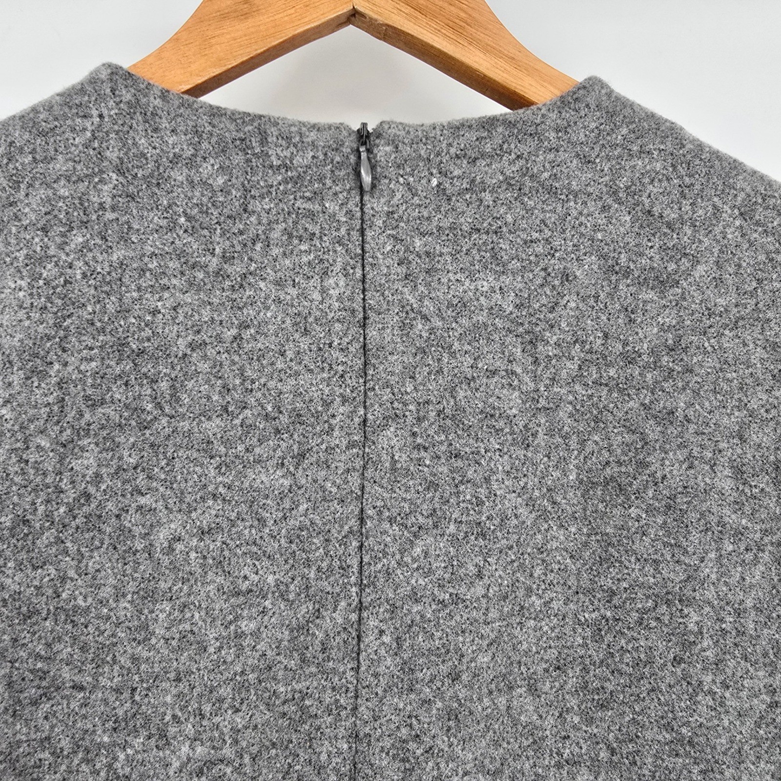 Gallery Pleated Peplum Top Long Sleeve Gray Made in Korea Minimalist