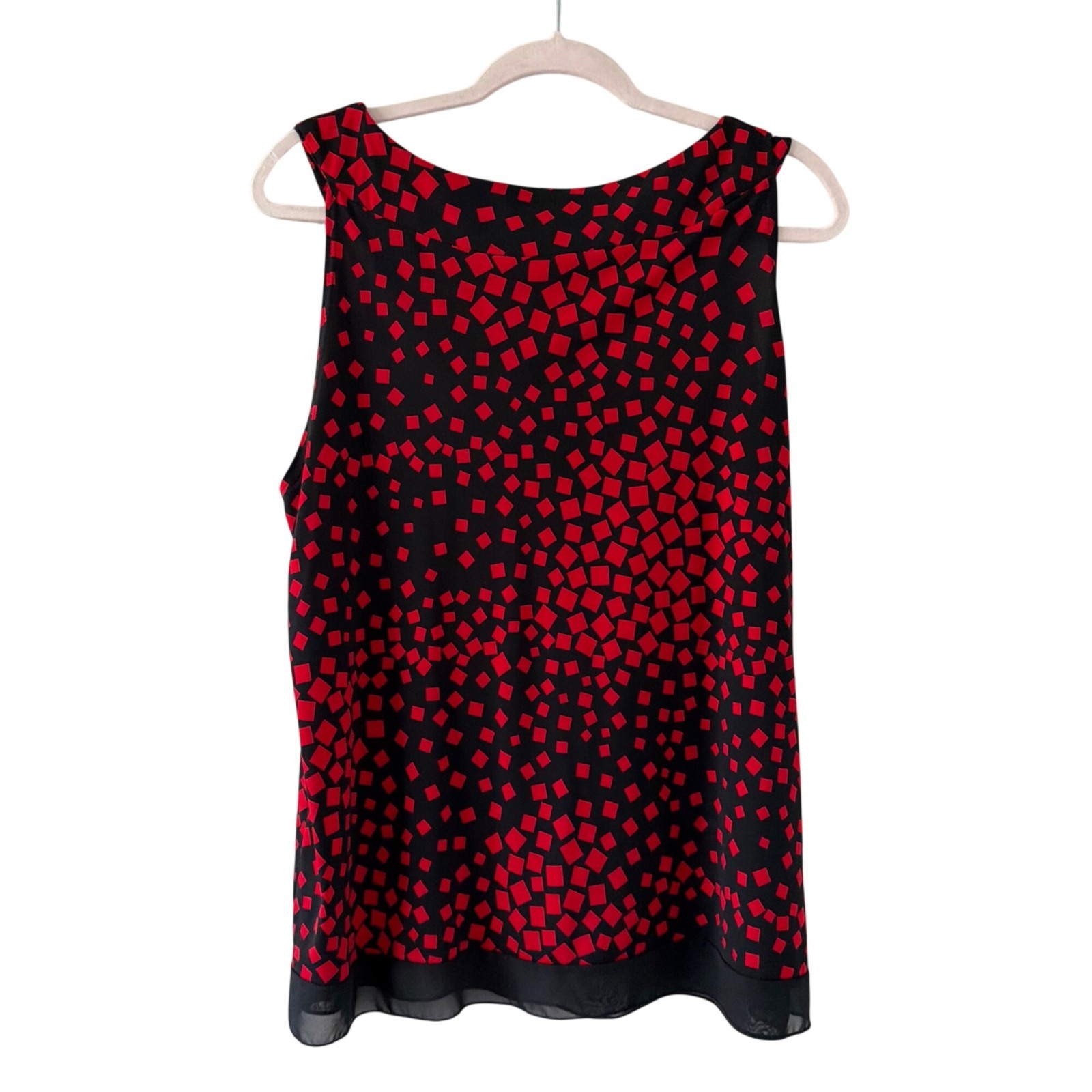 Roz & Ali Red & Black Sleeveless Geometric Print Blouse Sz XL blouse