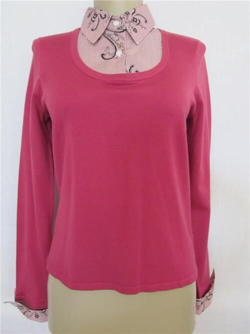 New Charter Club Red Fine Gauge Dickie Silk Top P