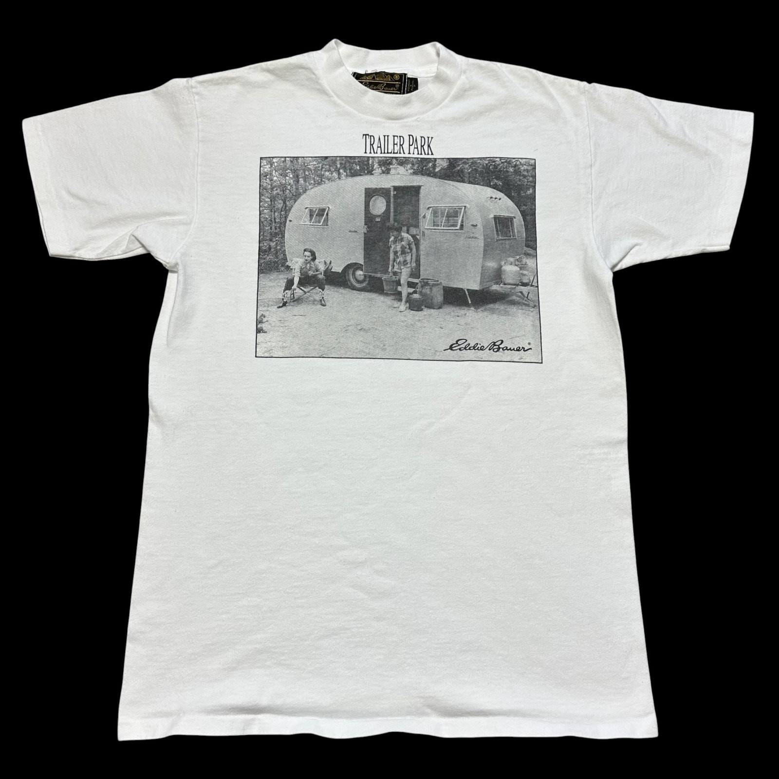 RARE 90s Eddie Bauer Trailer Park Graphic Tee USA Made Single Stitch Sz S